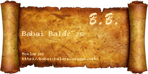 Babai Balázs névjegykártya